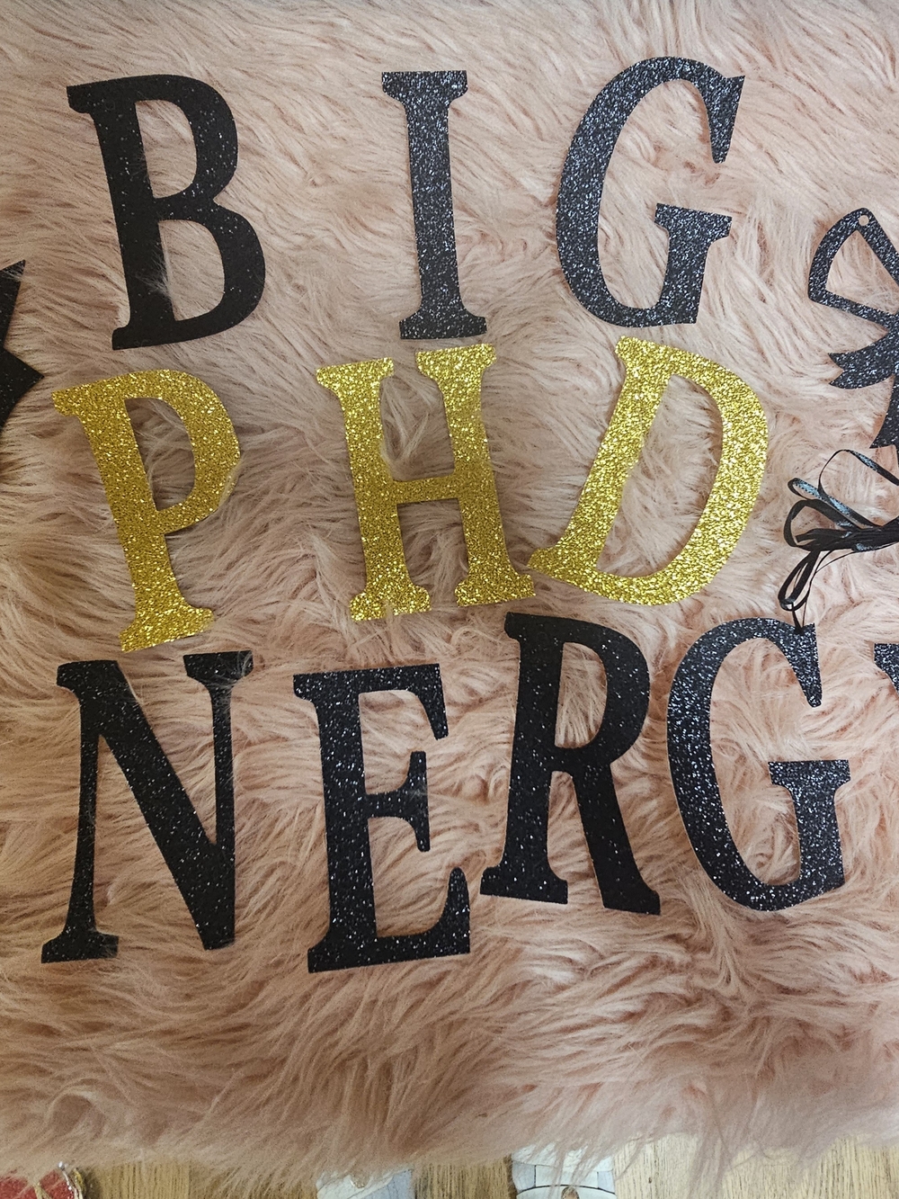 Big PhD Energy Graduation Banner Glitter Party Decor Doctor